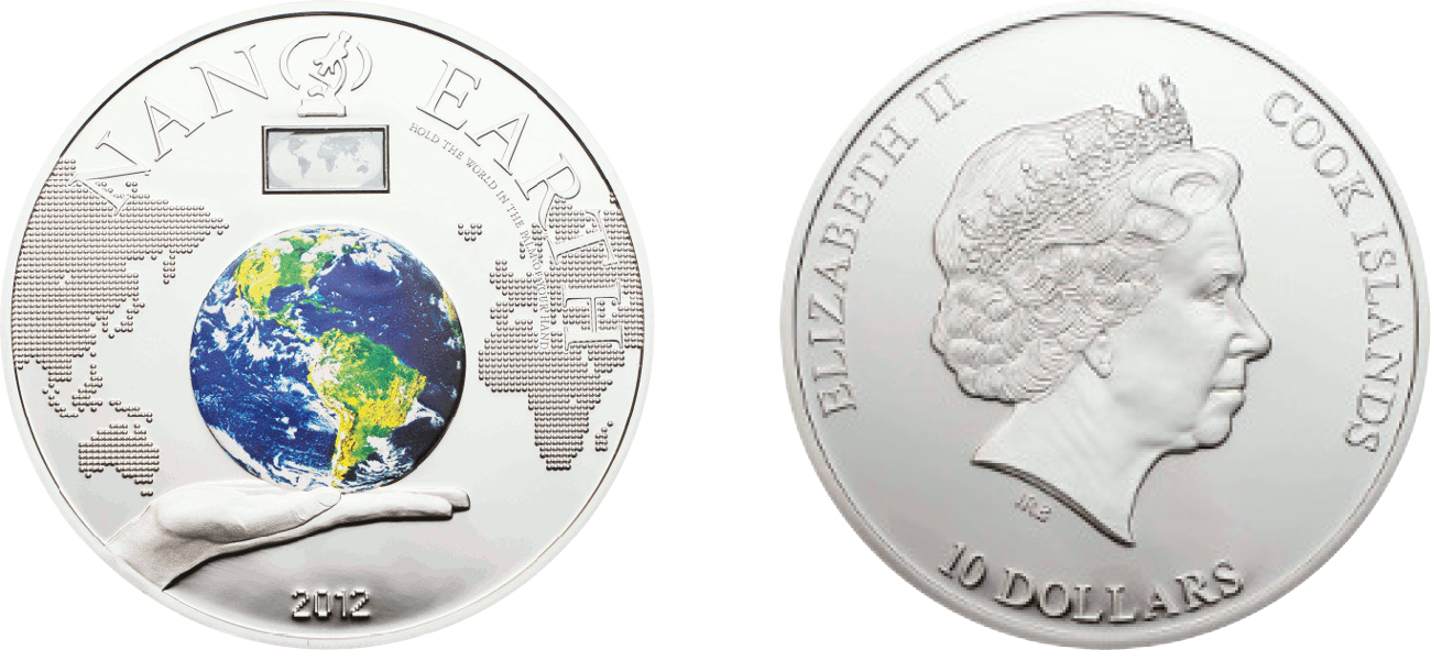 Памятная монета Островов Кука с&nbsp;наночипом, 10 долларов, 2012 год. &laquo;Золотой червонец&raquo;