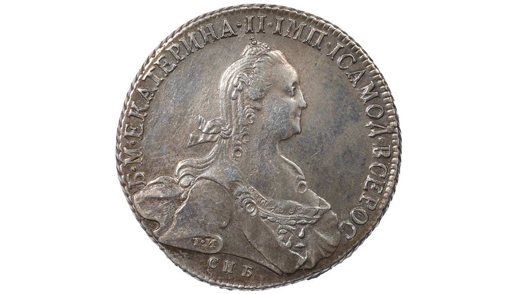 Монета рубль, серебро, 1774 год