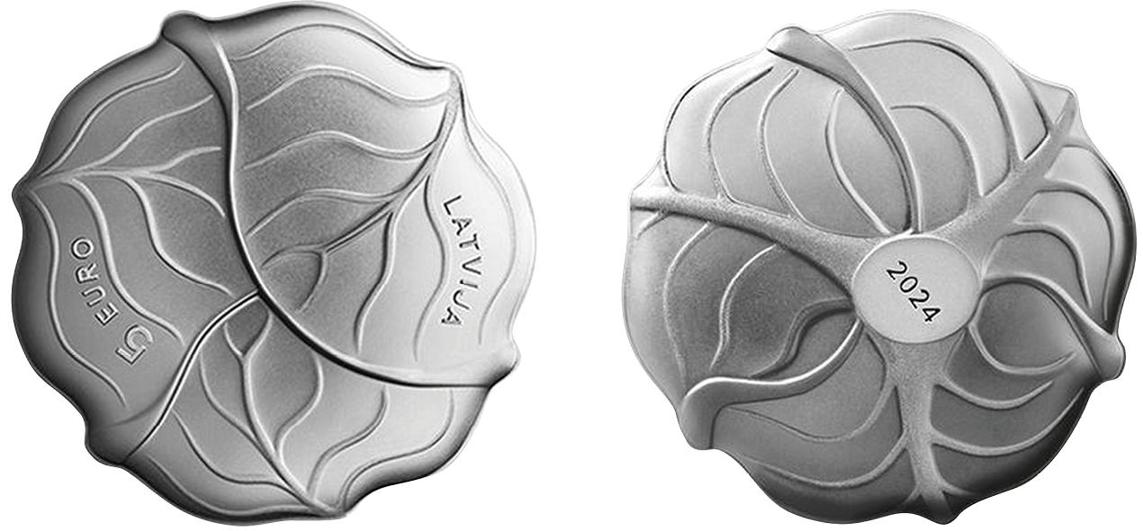5&nbsp;евро, Латвия, серебро, 2024 год. Фото: PowerCoin